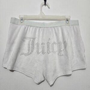 Juicy Couture Y2K Womens Velour Spellout Rhinestone Sleep Shorts Sz L Bling Soft